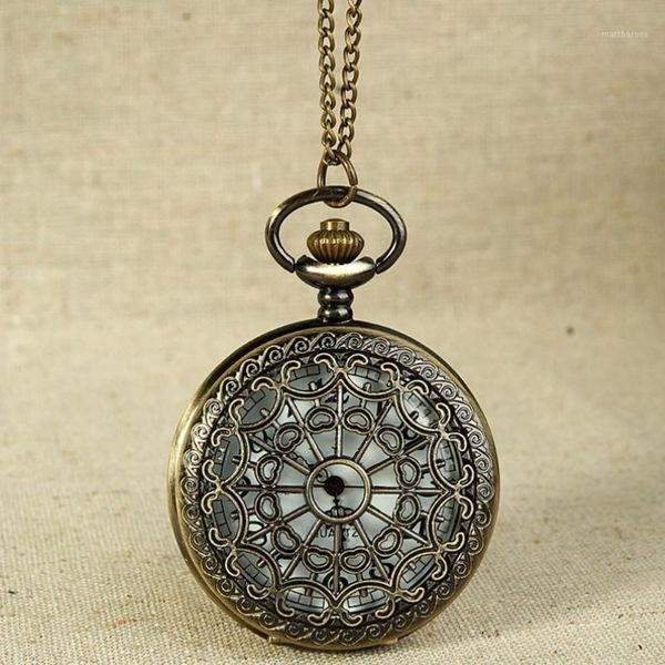 Orologi da tasca Fob Vintage tono bronzo ragnatela design pendente a catena vita impermeabile orologio da uomo compleanno anniversario regalo 221S
