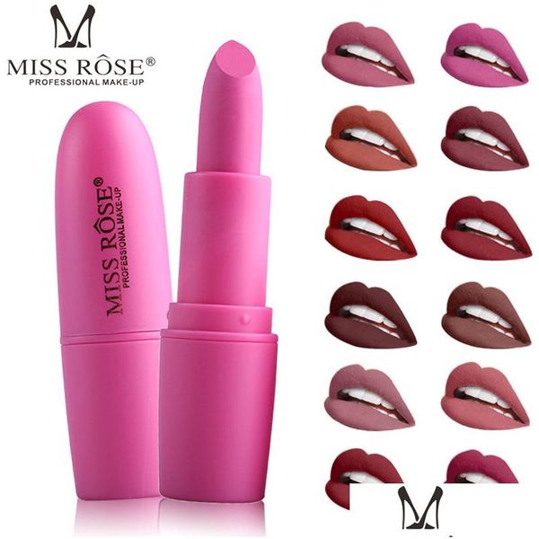 Rossetto Miss Rose Rossetto Opaco Lucidalabbra 25 Colori Trucco cosmetico Dumb Pon Testata Consegna a goccia Salute Bellezza Trucco Labbra Dheoa