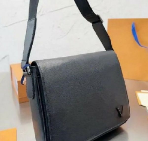 Männer Designer Distrikt PM klassische Damen Schwarz/Grau Plaid Leder Einsübschübeltasche Satchel kleine Männer Messengerbeutel Leder Laptop Aktentasche