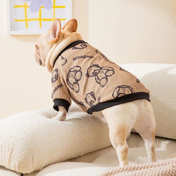 Sweaters Pet Sıcak Sweater Sonbahar Kış Orta Büyük Köpek Giysileri Moda Desen Sıcak Velvet Keden Kazak Yavru Bulldog Pug Kirky