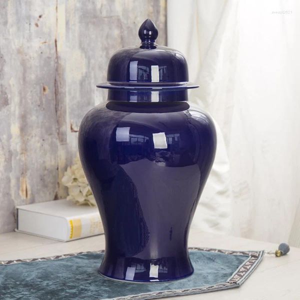 Bottiglie Jingdezhen Temple Jar Vaso in ceramica porcellana zenzero regalo di nozze vaso antico smaltato blu ad alta temperatura