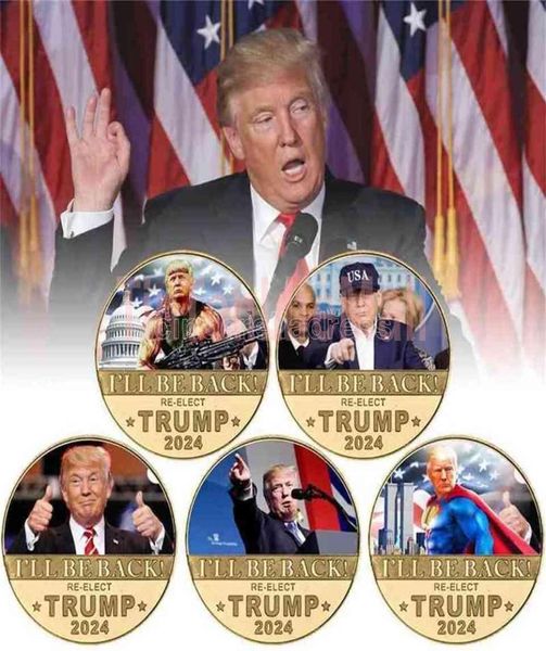 SARÒ TORNATO rieletto TRUMP 2024 Coin Presidente Donald Trump Denaro falso Anti Never Joe Biden MAGA Elezioni presidenziali americane Acces5599775