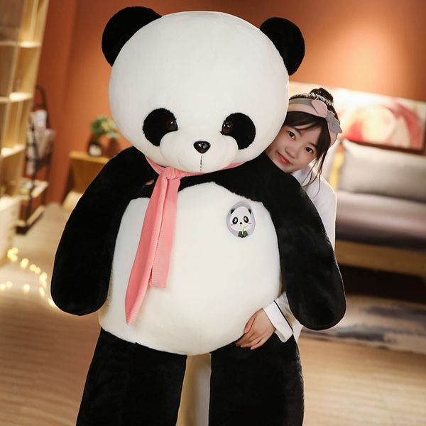 2024 80/100 cm Schöner Panda mit Schal Plüschtier Riesentier Schatz Panda Stoffpuppen Weiches Schlafkissen Für Kinder Geschenk