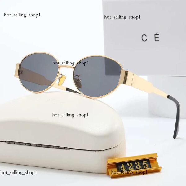 Moda lüks tasarımcı güneş gözlüğü cel 40238 Marka Erkek ve Kadınlar Küçük Sıkılmış Çerçeve Oval Gözlükler Premium UV 400 Polarize Celns Güneş Gözlüğü 327