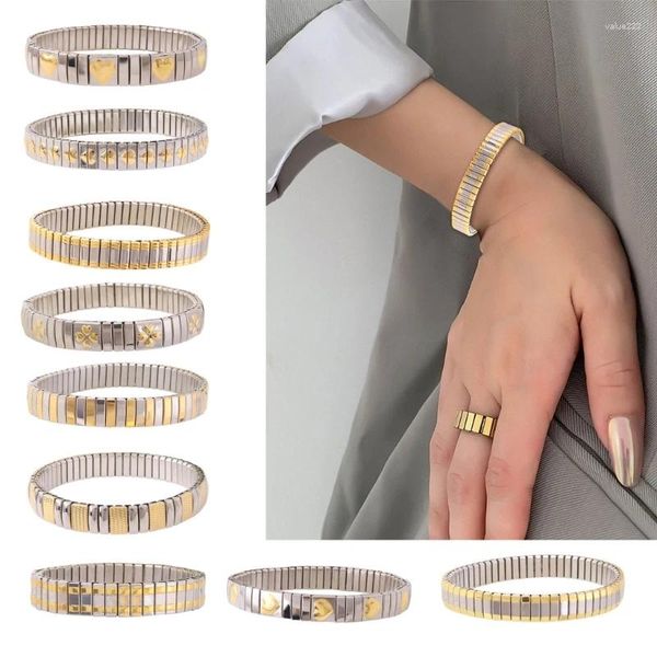 Link pulseiras pulseira de aço inoxidável pulseira meninas presente de aniversário de casamento estiramento