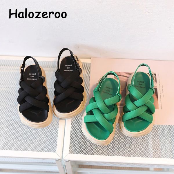 Sandali da spiaggia per bambini all'aperto Neonate Scarpe di marca in maglia Sandali sportivi per bambini Ragazzi Scivoli morbidi alla moda Piattaforma verde per l'estate Novità