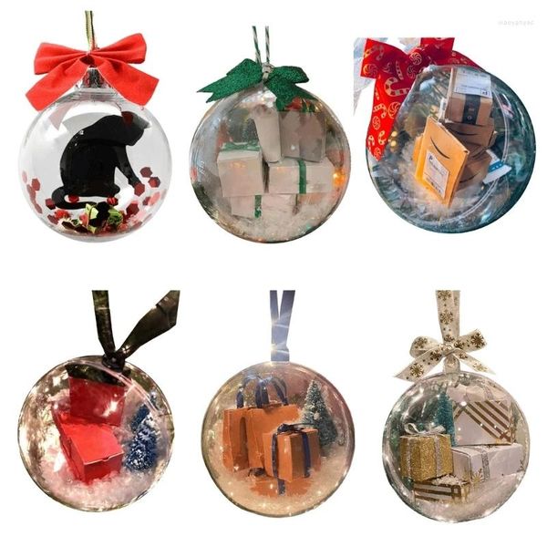 Decoração de festa Decorações de Natal Bauble para árvores Home Decor Balls Clear Plastic Fillable Ornament