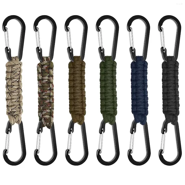 Ganchos paracord cinta mochila clipes chaveiro mosquetão gancho duplo garrafa de água clipe chave resistente com anéis para caminhadas