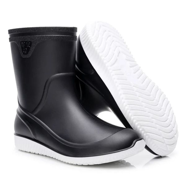 Erkek Kauçuk Botlar Su Geçirmez Yağmur Ayakkabıları Balıkçı Kocası Galoshes Man Mutfak Ayakkabıları Yağ geçirmez Slip Slip Work Rainwoots Ayakkabı 240226