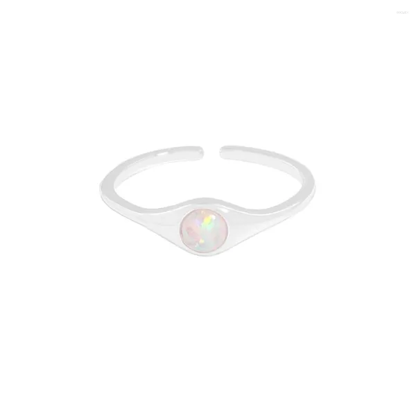 Anéis de cluster pequeno e luxuoso design minimalista versátil opala anel aberto 925 prata esterlina textura feminina