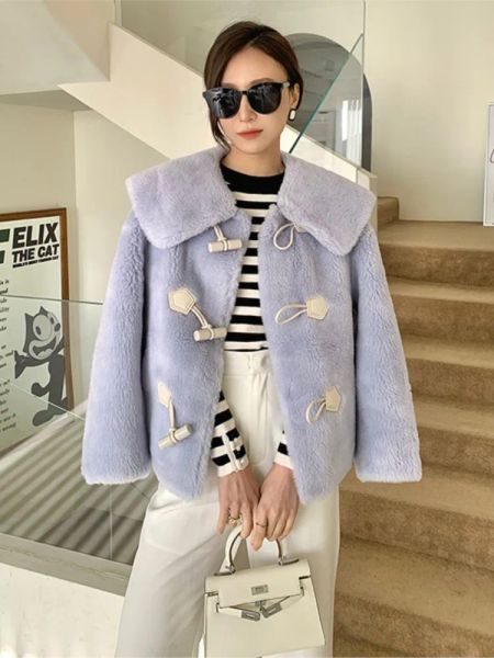 Fur Hurch Fiffled composite peles casacos mulheres femininos de lã de lã de lã de lã de lã de ovelha de jaquetas grossas de moda de espessura recorda a roupa quente