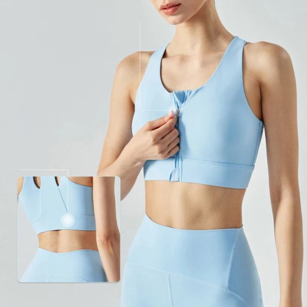 Outfit 2023 Nylon Zip Front Sports Reggiseno con un reggiseno da yoga a spinta shock traspirata