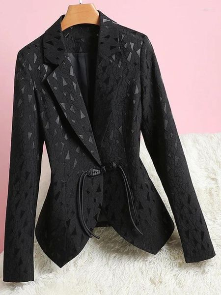 Ternos femininos moda feminina manga longa chique blazer elegante clássico roupas all-match turndown colarinho casual d31