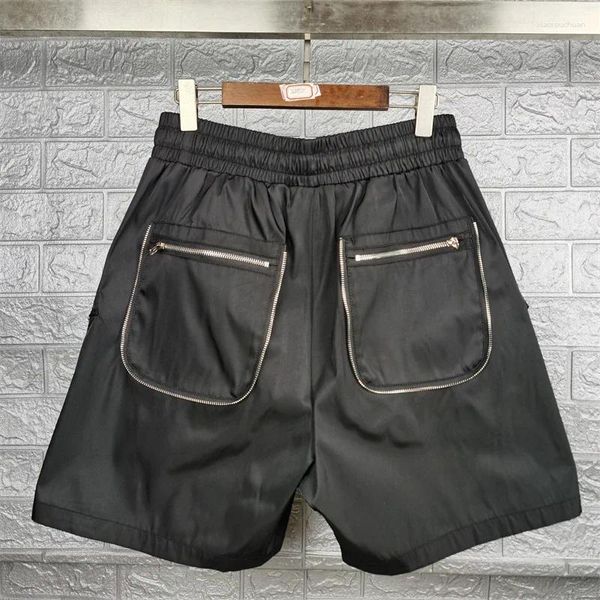 Shorts masculinos fasion vintage retalhos zíper agradável lavado tecido pesado homens mulheres cordão roupas por atacado