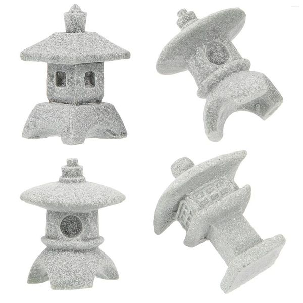 Decorações de jardim 4 pcs Wenchang Tower Home Decor Pagoda Estátua Pequena Arenito Cena Em Miniatura Pavilhão