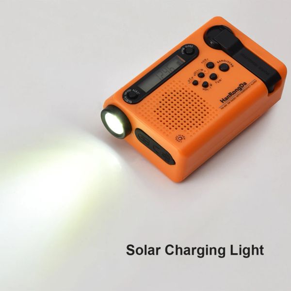 Rádio 2000MAH 18650 Rádio de banda completa solar para camping ao ar livre FM AM Radiograma multifuncional do banco de potência de lanterna de lanterna LED