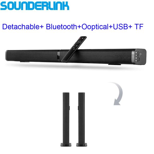 System SounderLink destacável Bluetooth TV SoundBar Wireles Speaker Hifi Tower Audio Home Theater Bar Optical para TV LED