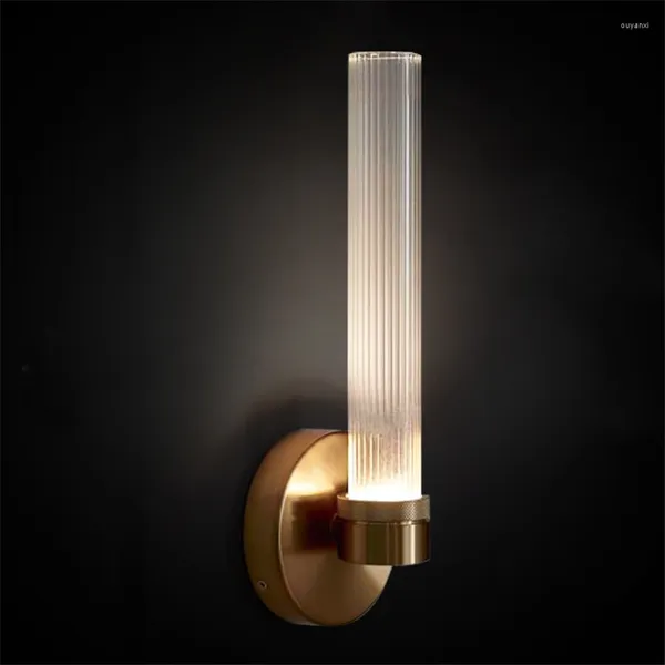 Wandlampen Moderne amerikanische goldene Glasrohr Nordic Schlafzimmer Nacht Studie Gang Wohnzimmer Wandlampen Lichter Dekor Beleuchtung