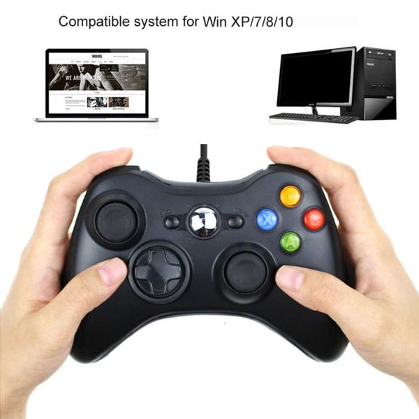 İletişim Profesyonel Bilgisayar Gamepad Windows Win10 Win7 Win8 USB Kablolu Oyun Denetleyicisi Dizüstü Masaüstü PC Joystick Çift Titreşim