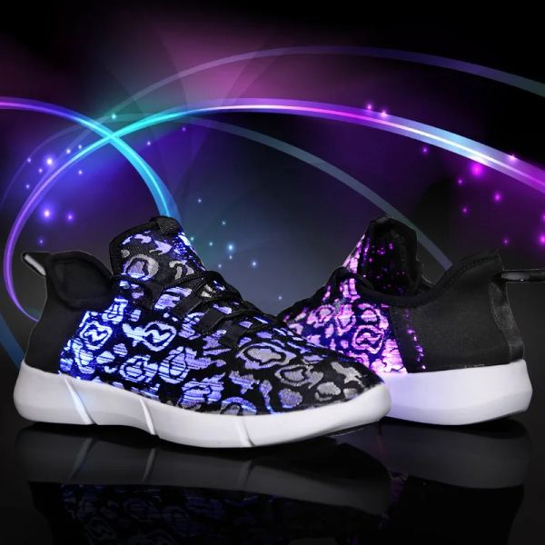 Sneaker UNCLEJERRY Fibra ottica USB Glow Glow Scarpe per ragazzi Scarpe per ragazzi Sneakers Led Sneakers Led Summer Scarpe