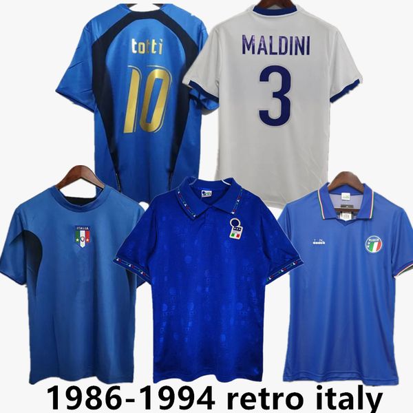 1986 Retro Soccer Jersey HOME FUTEBOL 1994 Maldini Baggio Donadoni Schillaci Totti Del Piero Pirlo Inzaghi buffon camisa de futebol da seleção italiana