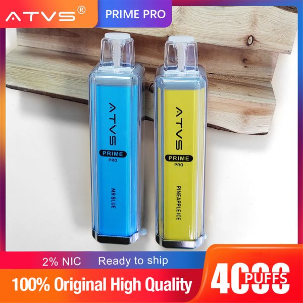 ATVS Crystal Disposable Vape Puff 4000 Vape Pen Одноразовые электронные сигареты Оригинальный стартовый комплект Бары Одноразовые вейпы