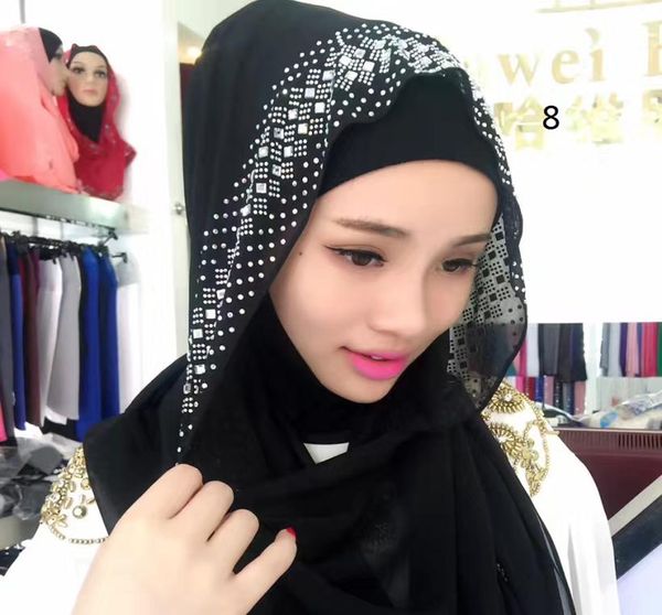 1 Stück muslimisches Hijab für Frauen, quadratischer Schal, Turban, Hijab, Kopfbedeckungen, seidige Satin-Wickel, modische Schals, islamisches Bandana, schwarz, groß, S1126109