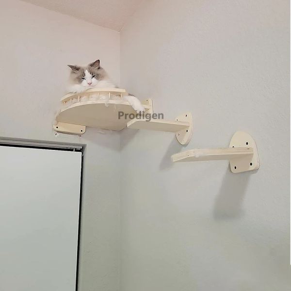 Scratchers Cat Corner Derola com 2 ou 3 etapas definidas para gatos internos prateleiras montadas na parede e bosques de trampolim para gatinhos para gatinhos
