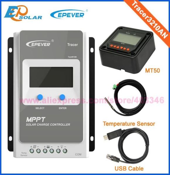 Epsolar mppt controlador solar 30a 30amp com medidor remoto mt50 tracer3210an para 12v24v auto work7554388