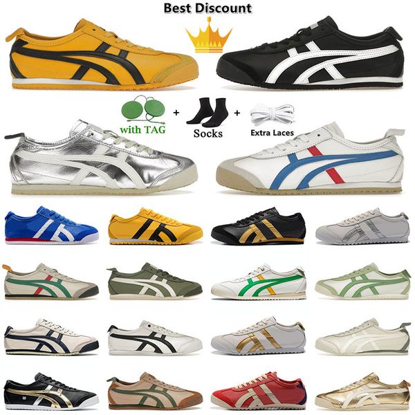 2024 di alta qualità Onitsukass Tiger scarpe casual Messico 66 designer donna uomo all'aperto Argento Off nero bianco blu Mantello Verde Crema Slip on Low Fashion Scarpe da ginnastica Mocassino