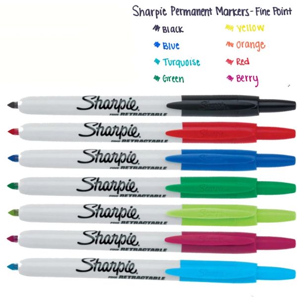 Marker 12 Stück Sharpie Retractable Permanent Marker Oil Ultra Fine Point 0,5 mm 1 mm farbiger Lackstift Malerei auf Kunststoff Metall Holz CD