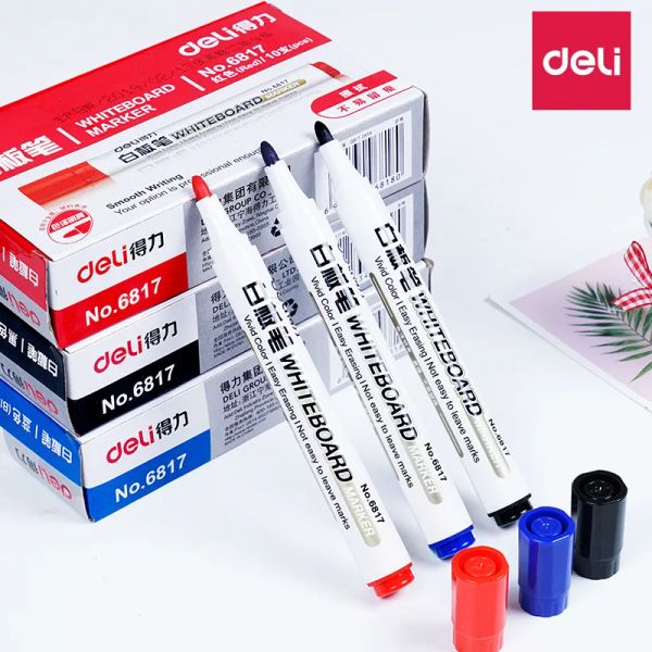 Marcatori Deli 30 pz Pennarelli Punto 2mm Penna cancellabile Pennarello per lavagna a base acquosa Nero Blu Rosso Pennarello per inchiostro Scuola di cancelleria per ufficio