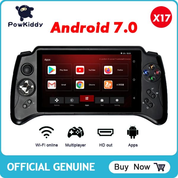 Jogadores POWKIDDY X17 Android 7.0 Console de jogo portátil 7 polegadas IPS Touch Screen portátil WiFi Gamepad Quad Core 2G 32G Retro Game Players