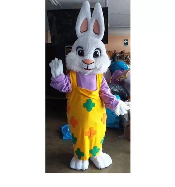 2025 desempenho vestido amarelo coelho mascote trajes natal fantasia vestido de festa dos desenhos animados personagem roupa terno adultos tamanho