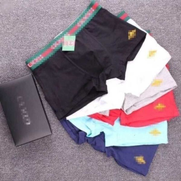 Cuecas designer (1-2 pacotes) pequena abelha roupa interior masculina puro algodão boxer briefs juventude confortável respirável shorts cuecas para homem 8sf7