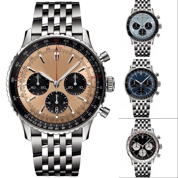 Navitimer lüks izle 50mm deri kayış kol saatleri yüksek kaliteli mavi siyah çoklu kadran iş reloj safir erkek arkadaşlar hediye hareketi izle erkekler aaa xb010 b4