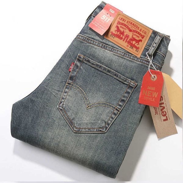 Jeans da uomo Autentici jeans Levis 511 per versatilità alla moda da uomo, pantaloni a gamba dritta elasticizzati slim fit, stile spesso autunnale