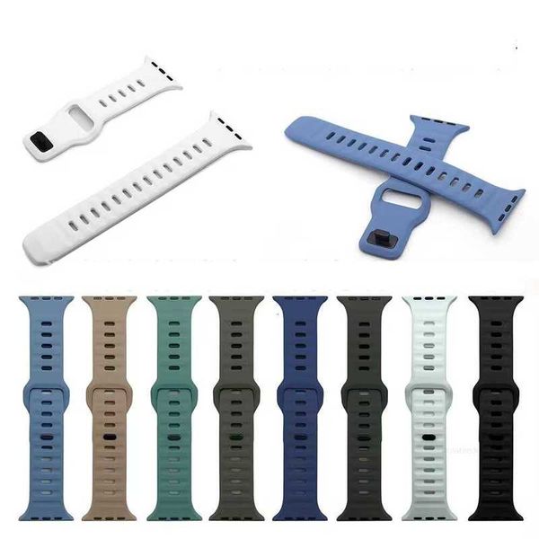 Designer Sports Square Buckle Strap Band Liquid Sport Silicone Pulseira Straps Bands Watchband para Apple Watch Series 2 3 4 5 6 7 8 SE Ultra iWatch 42444549mm 384041mm c