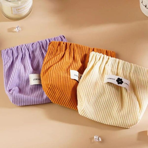 Aufbewahrungstaschen Corduroy Elastic Hair Tie Organizer Tragbare Reisetasche Tasche Compltion H3F8