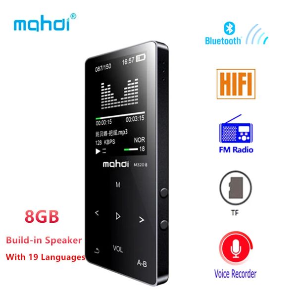 Jogadores Bluetooth Mp3 Player 16GB Rádio FM Digital MP3 MP4 Speaker Touch Video Mini Lossless Voice Recorder Music Player Multi Language