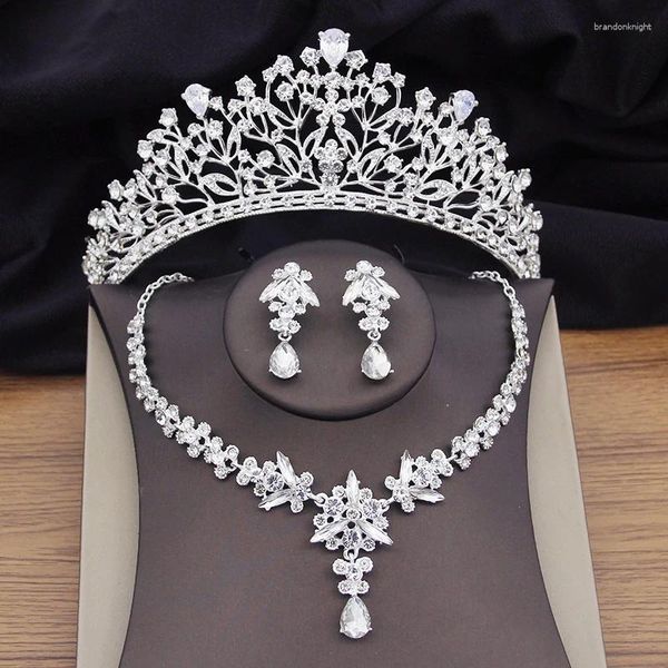 Комплект ожерелья и серег, качественные хрустальные свадебные аксессуары для женщин, роскошные диадемы, ожерелья, свадебная корона, аксессуары для невесты