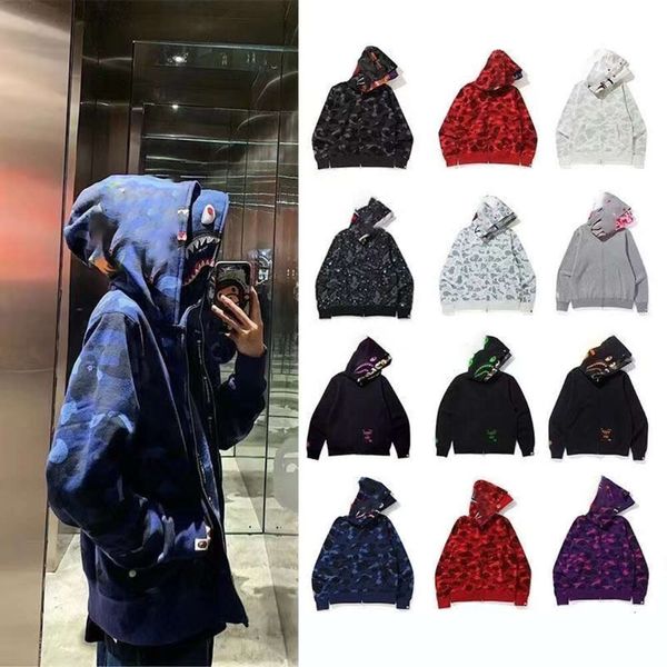 Artı Coat Shark Hoodie Tasarım Bölümü Erkekler ve Kadın Hoodie Ceket Uzun Kollu Hip Hop Rüzgar Hoodie YKK Zipper Klasik Ceket Moda Sokak Stili M-3XL