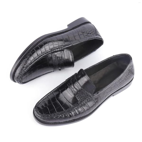 Kleidschuhe auf Lager echte Krokodilhaut Penny Loafers Herren hochwertige lässige Leder-Slip-On-Schuhe