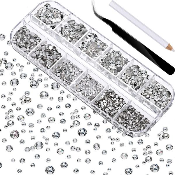 2000 pezzi piatti AB Crystal s Gems Decorazioni per nail art con pinzette e penne punteggiate Strumenti per manicure per artigianato Face 240219