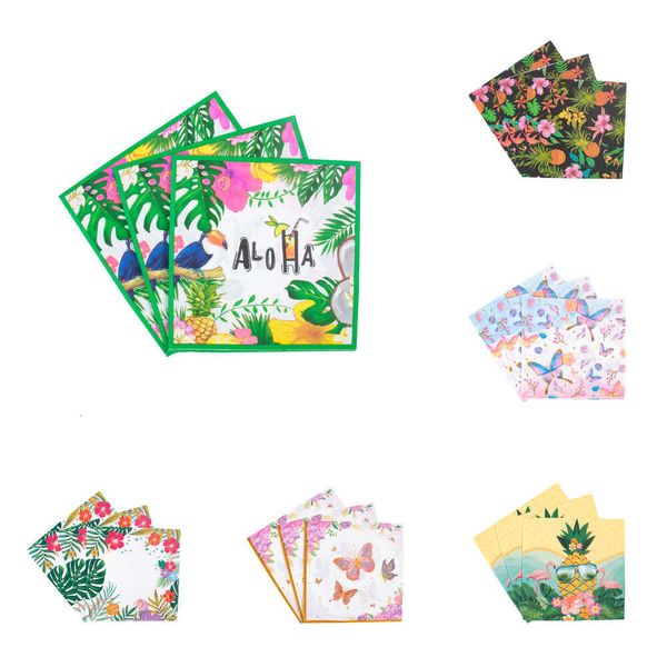 Novas folhas de palmeira tropical safari animal guardanapos de papel crianças verão festa de aniversário decoração havaiano luau flamingo toalha de casamento