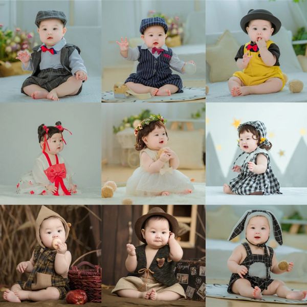 Conjuntos dvotinst fotografia adereços para roupas de bebê conjunto bebê meninas vestido chapéu bonnet fotografia infantil estúdio tiro foto adereços 312m