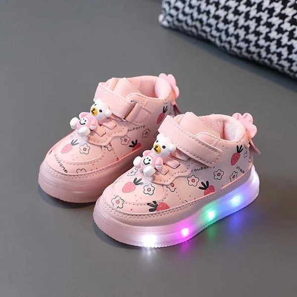 Crianças atléticas ao ar livre led sapatos para meninas luminosas iluminadas moda casual respirável bebê meninos meninas esporte correndo fundo macio crianças tênis l2403