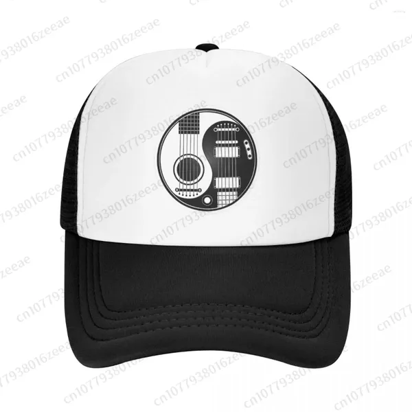 Berretti Chitarre acustiche vecchie e usurate Yin Yang Berretto da baseball in rete Estate Outdoor Uomo Donna Moda Cappelli sportivi Hip Hop Trucker