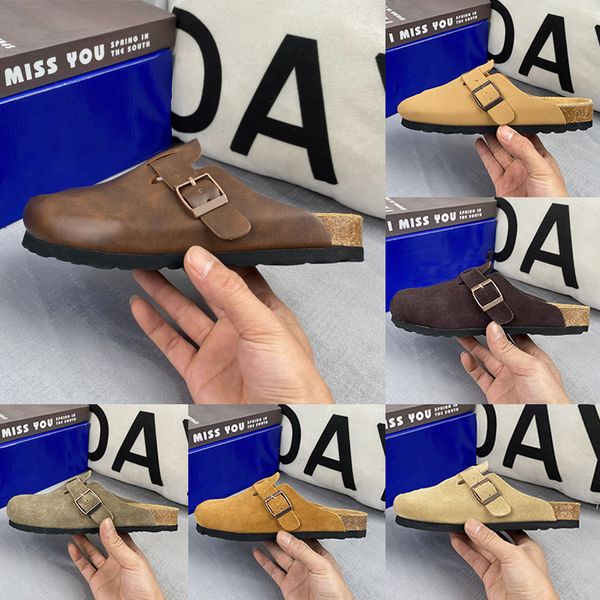 Designer tamancos sandálias chinelos cortiça plana mules moda verão slides de couro favorito praia sapatos casuais mulheres homens sliders tamanho 35-46