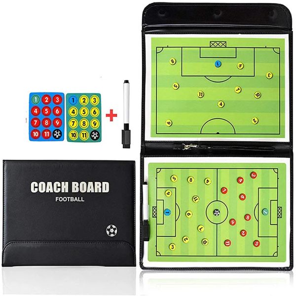 Allenatori di calcio Board Football Tactical Board Cartella tattica pieghevole Celatura magnetica di allenamento magnetico con pennarello e pezzo di scacchi